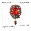 Antique Oval Crystal Dangle Brooch With Faceted Crystals And Polished Metal Details view 9