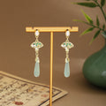 Fourteen Chinese Style Green Bead Fan and Leaf Earrings view 10