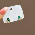 Emerald Green Double Heart Crystal Look Small Stud Earrings view 6