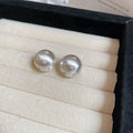 Brushed Round Stud Earrings with Tiny Crystal Star Accents view 6