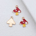Gold Tone Spotted Mushroom Enamel Charms in Red and Purple view 4