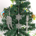 Silver Rhinestone Snowflake Wing Cascade Hanging Ornament Set view 2