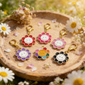 Enamel Smiley Face Flower Charm Gold Lobster Clasp Six Colors view 4