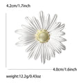 White Daisy Brooch In 1 Style With Polished Metal And Decorative Details view 5