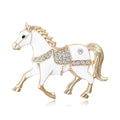 Enamel Horse Brooch Black Red White or Blue Rhinestone Saddle view 5