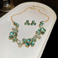 Gold Enamel Flower Necklace and Matching Stud Earrings view 6