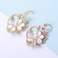 Cats Eye Flower Phoenix Brooch Pink or Champagne Rhinestones view 3