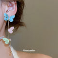 Pastel Butterfly Long Chain Drop Earrings Jewelry Design view 3