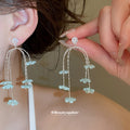 Pastel Flower Chain Drop Earrings in Polished Statement Design view 1