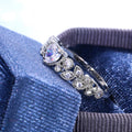 Silver Heart CZ Floral Side Stone Band Ring Multi Color view 3