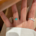 Cushion CZ Chain Band Rings Pink Gold Or Blue Silver view 4