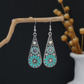 Six Color Floral Teardrop Antique Silver Hook Earrings view 7