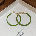 Green Enamel Hoop Earrings In Round And Teardrop Shapes view 7