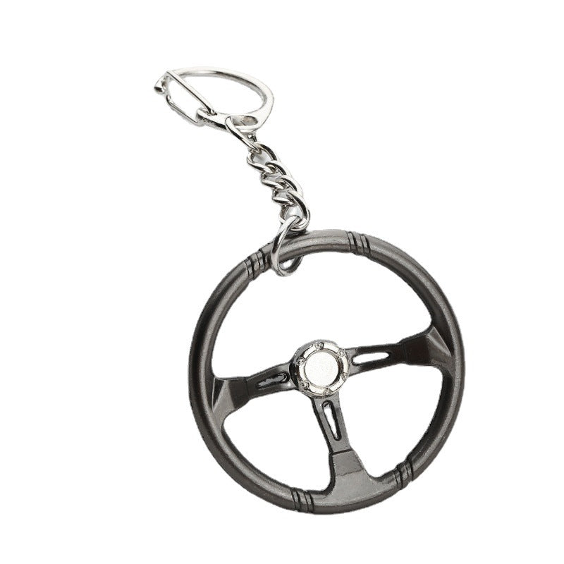 Racing Steering Wheel Metal Keychain Car Accessory Gift