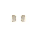 Gold Capsule Cat Eye Stud Earrings Cream White Stones view 5