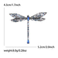 Long Crystal Dragonfly Brooch in Blue or Green Accents view 7