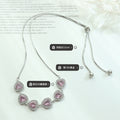 Heart Halo Zirconia Necklace Clear Or Purple Silver Tone view 2