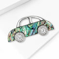 Abalone Shell Pattern Car Brooch with Crystal Wheels view 3