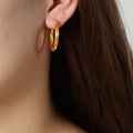 Twisted Texture Hoop Earrings Gold Steel Three Sizes view 11