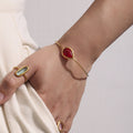 Open Cuff Bangle Gold Stainless Teardrop Czech Glass Colors view 3