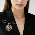 Gold Tone Rhinestone Evil Eye Medallion Safety Pin Brooches in Nine Designs view 2