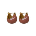Glossy Rounded Hoop Earrings in Neutral Colors Statement Jewelry view 5