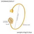Gold Open Cuff Bracelets Rose Flower Heart And Bees view 6