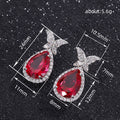 Red Teardrop Butterfly Stud Earrings White Metal Alloy view 4