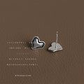 Silver Mini Irregular Heart Stud Earrings Dark Edge view 4