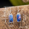 Silver Blue Abstract Rectangle Drop Hook Earrings Pair view 4