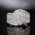 Leaf-Shaped Pave Extra-Wide Statement Ring In Silver Tone view 6