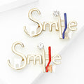 Smile Letter Brooch Gold-Tone Smile Lettering Crystal Accent Pin view 2