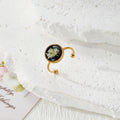 Gold Open Dried Flower Resin Cabochon Rings Eleven Styles view 6