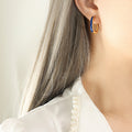 Gold Tone Enamel U Hoop Earrings Blue Pink Or Mint view 6