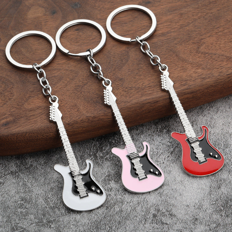 Enamel Metal Guitar Keychain Gift Bag Charm for Keys