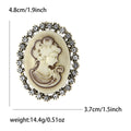 Vintage Cameo Profile Brooch in Gold or Silver Tone Oval Frame view 7