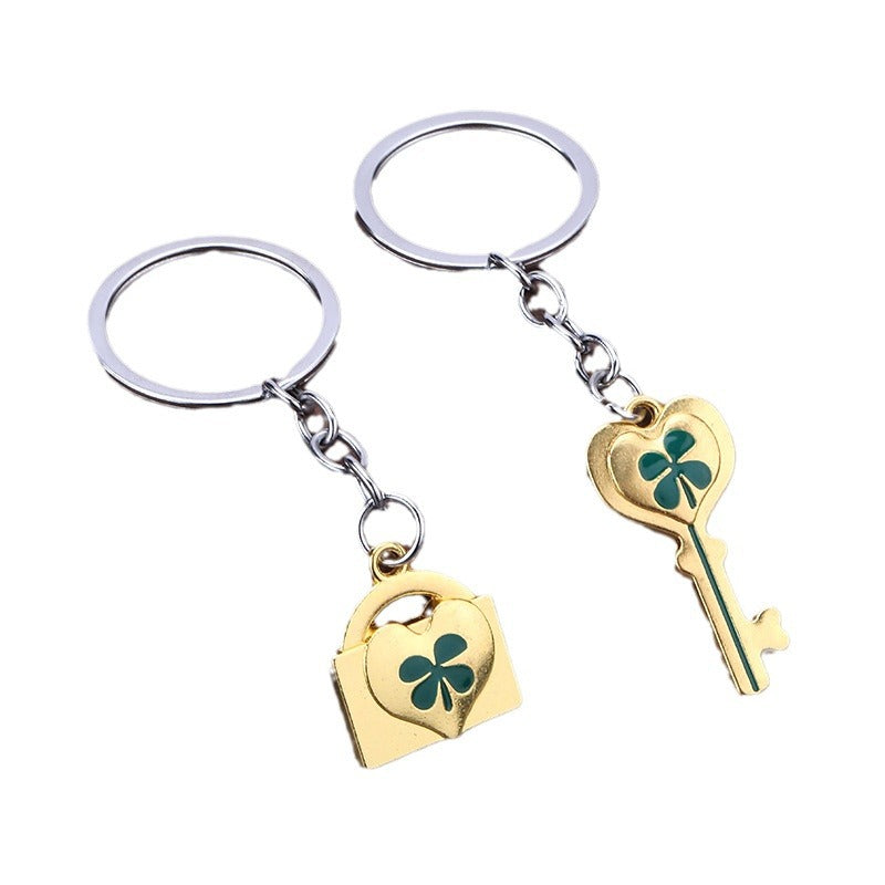 Lucky Four-Leaf Clover Zinc Alloy Couple Keychain Gift Set