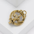 Kneeling Figure Oval Ring Brooch in Antique Gold or Silver view 3