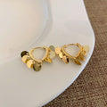 Black Crystal Heart Hoop Earrings With Gold Tone Charms view 6