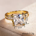 Square Clear Solitaire Channel Band Ring In Polished Gold Tone view 4