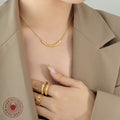 Gold Steel Arc And Irregular Bar Pendant Snake Necklaces view 3