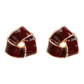 Red Gold-Tone Geometric Heart Enamel Earring Styles view 5