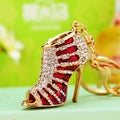 Jeweled Striped High Heel Keychain with Purple Enamel Panels view 3