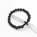 Black Bead Stretch Bracelet Black Cross Accent Beads view 1