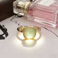 Gold Tone Square Glass Cabochon Adjustable Open Rings view 6