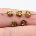 Double-Sided Sunflower Round Beads in Two Antique Finishes view 3