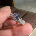 Iridescent Round Solitaire Pave Ring In Silver And Rose Tones view 5
