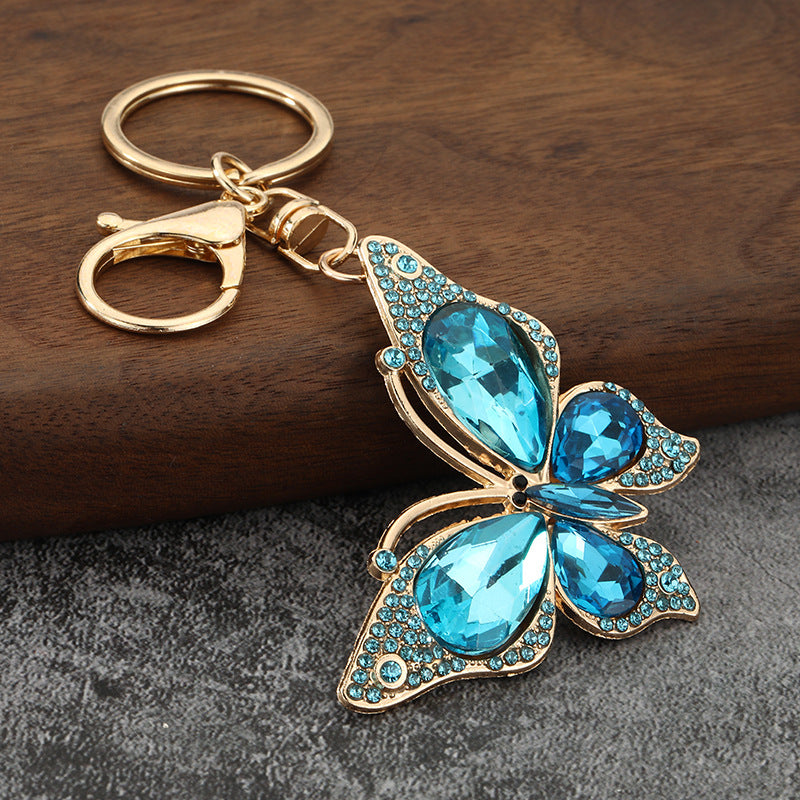 Full Rhinestone Bow Keychain Crystal Car Key Ring and Bag Charm for Women