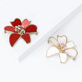 Crystal Lily Flower Brooch In White And Red Enamel view 3