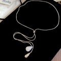 White Teardrop Slider Lariat Geometric Statement Necklace view 6